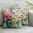 thumbnail image 3 of Fenyluxe Floral Throw Pillow Cushion Cover, Hydrangea Flower Bouquet in Watercolor Blossoms Botany Petals Image, Decorative Square Accent Pillow Case, Forest Green Yellow Pink 22x22in, 3 of 5
