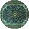 thumbnail image 1 of Ahgly Company Machine Washable Indoor Round Persian Turquoise Blue Traditional Area Rugs, 7' Round, 1 of 4