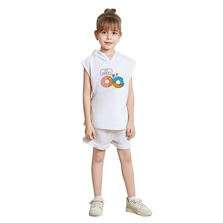 

Gunia Kids Girl Fall Outfits Sets Boys Sleeveless T Shirt Vest Tops Cartoon Prints Shorts Soft And Leisure Outwear For Toddler Size 3-4 Years