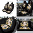 thumbnail image 2 of Jeiento Highland Cow 14 Pack Car Accessories Set Auto Seat Cover Steering Wheel Cover Seatbelt Pad Trash Can Armrest Cover Pad Coasters Rearview Mirror Cover American Flag Handbrake Cover Set, 2 of 7