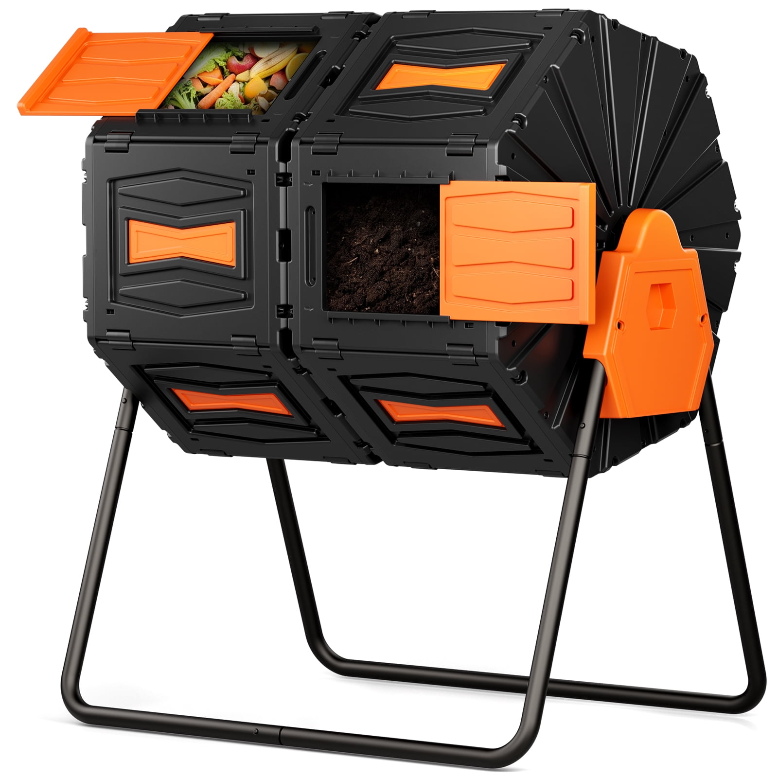 Costway, Dual Chamber Compost Tumbler, 34.5 Gallon, Outdoor