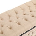 thumbnail image 6 of 48" Storage Ottoman Bench, Wooden End of Bed Bench with Button Tufted Padded Cushion, Bedroom Bench with Metal Legs, Entryway Bench for Bedroom  Living Room Hallway (Light Yellow), 6 of 9