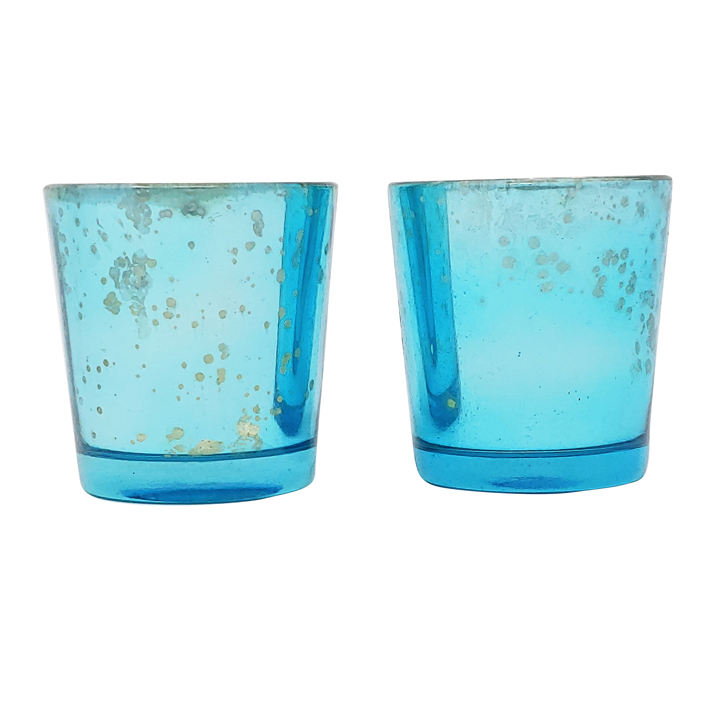 Turquoise Blue & Silver Mercury Finish Small Speckled Glass Tealight ...
