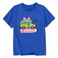 thumbnail image 4 of JCCXIN Little Girls Back To School Tshirts First Day Of School Clothes Pencil Bus Graphic Tops Crew Neck Short Sleeve Loose Fit Soft Festival Casual Everyday Wear,Blue,10-11 Years, 4 of 4