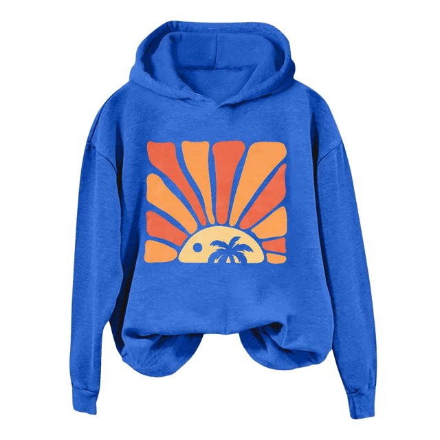 Wyzesi Plus Chandail en Molleton Imprimé Lever de Soleil Automne et Hiver Sweat à Capuche pour Femmes Plus Chandails en Molleton pour Femmes X Overd Rose Chandails en Molleton Manches Longues Femmes