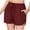 Wine, variant on UAMVSH Cotton Linen Shorts for Women Soft Curved Hem Side Slit Shorts with Pockets Drawstring Elastic Waist Summer Casual Ladies Shorts