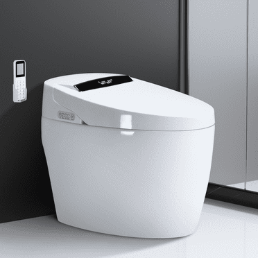 Smart Toilet, Toilet with Heated Bidet Built and Dryer, Electric Tankless Toilet for Bathroom, Automatic Flip Cover, White