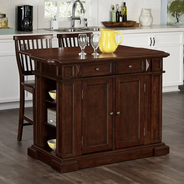 Home Styles Americana Cherry Kitchen, Home Styles Kitchen Island With Two Stools