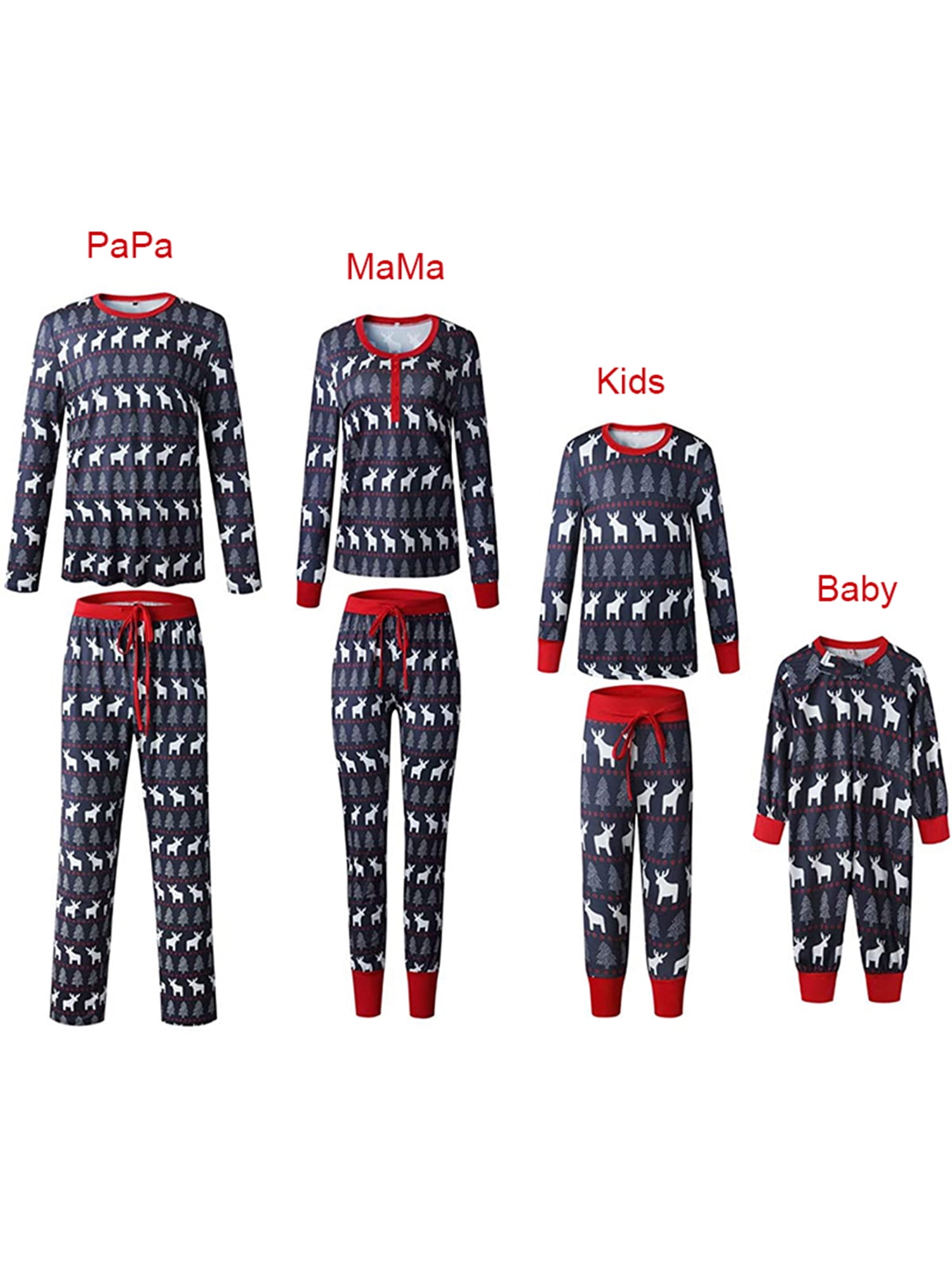 2Pcs Christmas Family Matching Pyjamas Pajamas Set Xmas Elk Printed