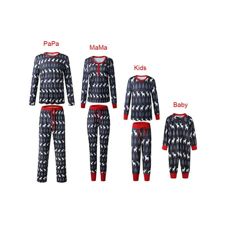 2Pcs Christmas Family Matching Pyjamas Pajamas Set Xmas Elk Printed ...