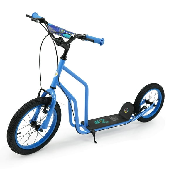 Infans Youth Scooter Kick Scooter with Adjustable Handlebar Dual Brakes for Teens Blue