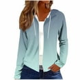 thumbnail image 3 of Women's Loose Fit Long Sleeve Zipper Hoodie Cardigan Sweatshirt Solid Color Casual Loungewear Streetwear Travel Fashion Essential Gift for Women | CSEONE,Navy L, 3 of 8