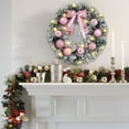 thumbnail image 2 of Btomtd 12" Christmas Fake Flowers Wreath for Hotel Window Display, Festive Floral Wreath Christmas Decoration, Large Holiday Flower Wreaths, Garland with Blossoms, B, 2 of 6