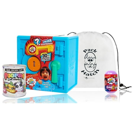 Ryan's World Secret Safe W/ Poopsie Slime, Squishy Figure and Pack-A-Hatch