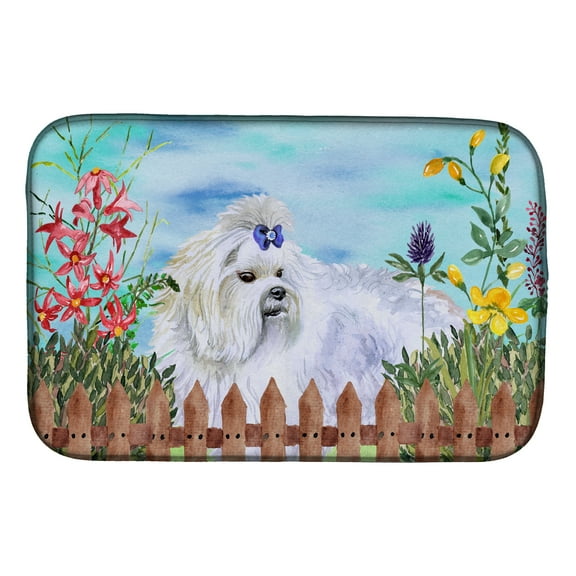 Caroline's Treasures Maltese Spring Dish Drying Mat