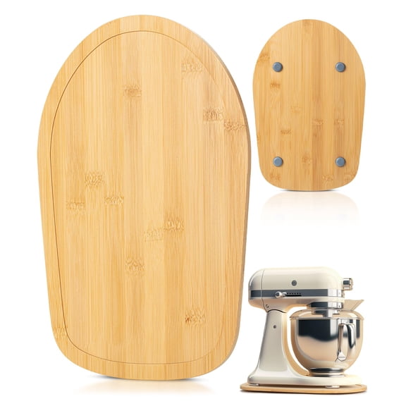 Food-Grade Bamboo Mixer Slider Compatible with Kitchen aid Stand Mixer 5Qt, Countertop Storage Mover Accessories Mixer Sliding Tray Attachments