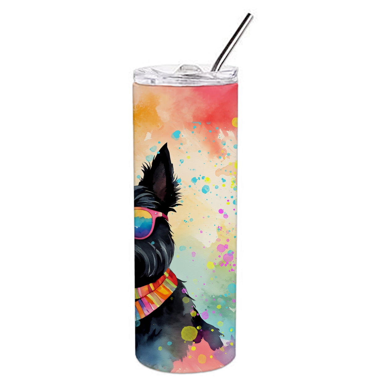 Carolines Treasures DAC2557TBL20 3 x 8.25 x 3 in. Scottish Terrier Hippie Dawg Stainless Steel Skinny Tumbler