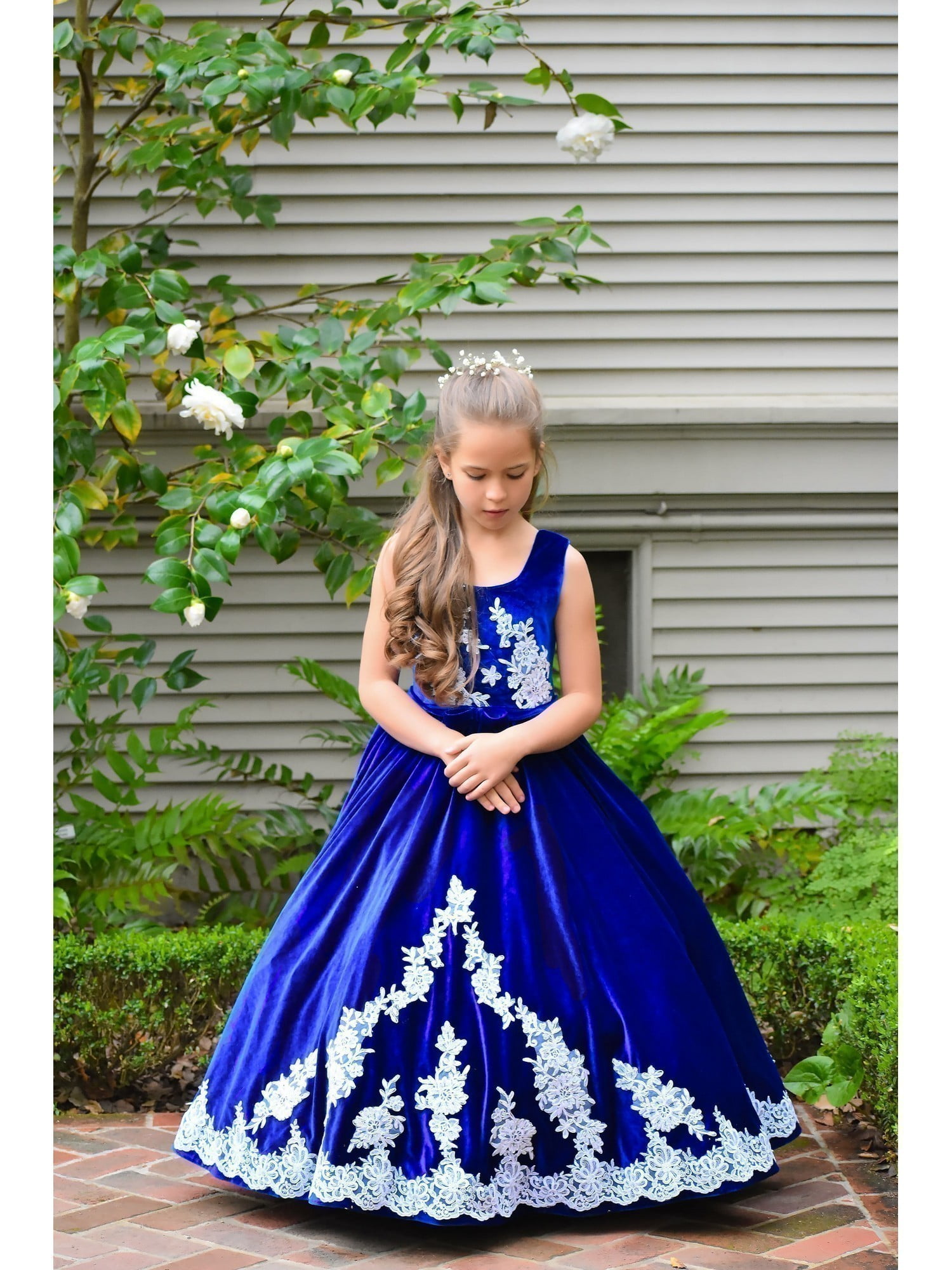 flower girl royal blue dress