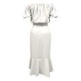 thumbnail image 4 of XIAOCHA Womens Summer Ruched Midi Dress Solid Off Shoulder Puff Sleeve Night Out Dresses, 4 of 5