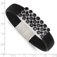 thumbnail image 5 of Primal Steel Stainless Steel Black Rubber with Black Cubic Zirconia 8in Bracelet, 5 of 6