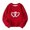 thumbnail image 4 of SERTG Kids Valentine Print Fleece-Lined Pullover Girls Long Sleeve Round Neck Loose Fall Winter Comfortable Casual Everyday Top(Red#4,2-3 Years), 4 of 5