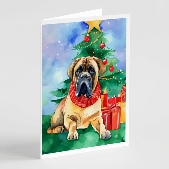 Mastiff Christmas Greeting Cards Pack of 8 7 in x 5 in