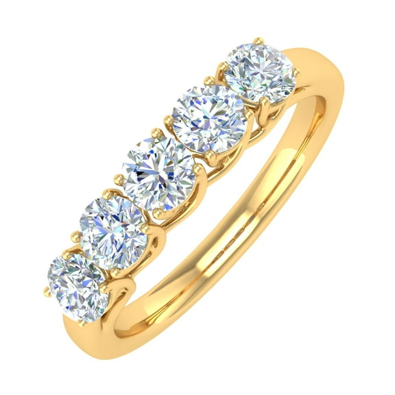 1 Carat 5-Stone Diamond Wedding Band Ring in 10K Yellow Gold (Ring Size 6)