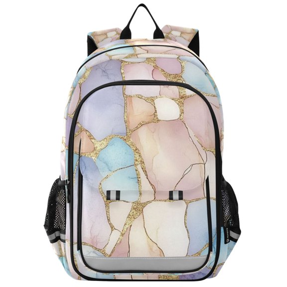 FORMRS School Backpack 17" Student Travel Bag with Laptop Compartment, Elegant Marble Pattern