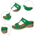 thumbnail image 6 of Rokment Orthopedic Wedge Dress Sandals for Women Trendy Casual Hollow out Leather Peep Toe Arch Support Platform Slip on Beach Summer Comfortable High Heels Slides Walking Shoes Green Size 7, 6 of 9
