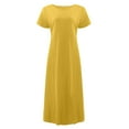 thumbnail image 3 of Ladies Summer Comfortable Loose Solid Color Short Sleeve Long Dress Midi Dresses for Women Casual Comfy Dresses for Women Womens Summer Cute Casual Dresses A Line Summer Dress Womens Long Short Tunic, 3 of 5