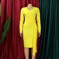 thumbnail image 3 of AURA Plus Size Women V Neck Long Sleeve High Waist Pencil Midi Dress Elegant Office Party Outfit, 3 of 10