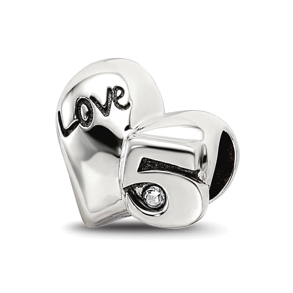 11.82mm 925 Sterling Silver Polished Oxidized Reflections Crystals 5th Anniversary Bead Charm Pendant Necklace for Women