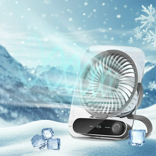 Ventilador portátil de pared o de pie, recargable por USB, con múltiples velocidades, ideal para viajes, hogar, oficina y dormitorio.