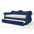 thumbnail image 4 of Pemberly Row Upholstered Velvet Wood Daybed with Trundle in Blue, 4 of 6