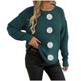 thumbnail image 2 of Zedker Casual Solid Color Fashion Three-Dimensional Decoration Crewneck Sweaters for Women, Comfy Loose Pullover Knitted Tops for Fall,Green,L, 2 of 6
