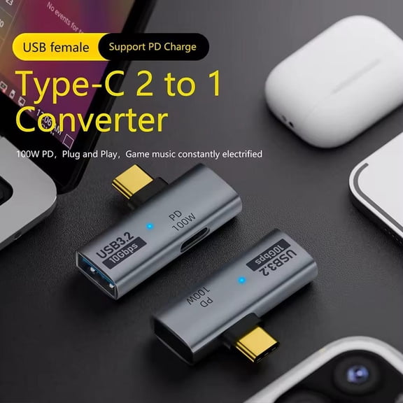 USB Type-C OTG 2in1 Adapter with 100W PD Charging or Deck USB USB to W2P2 3.2 Adapter Steam Converter