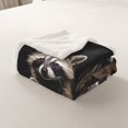thumbnail image 4 of Erosebridal Kawaii Raccoon Fleece Blanket, Brown Sherpa Throw, Rustic Animal Decor, 4 of 6