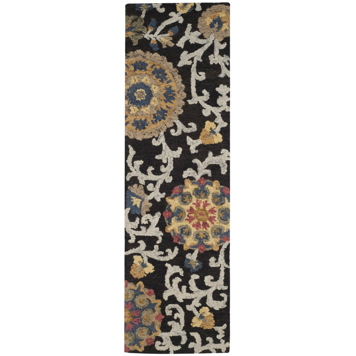 SAFAVIEH Blossom Danny Floral Wool Runner Rug, Charcoal/Multi, 2'3" x 16'