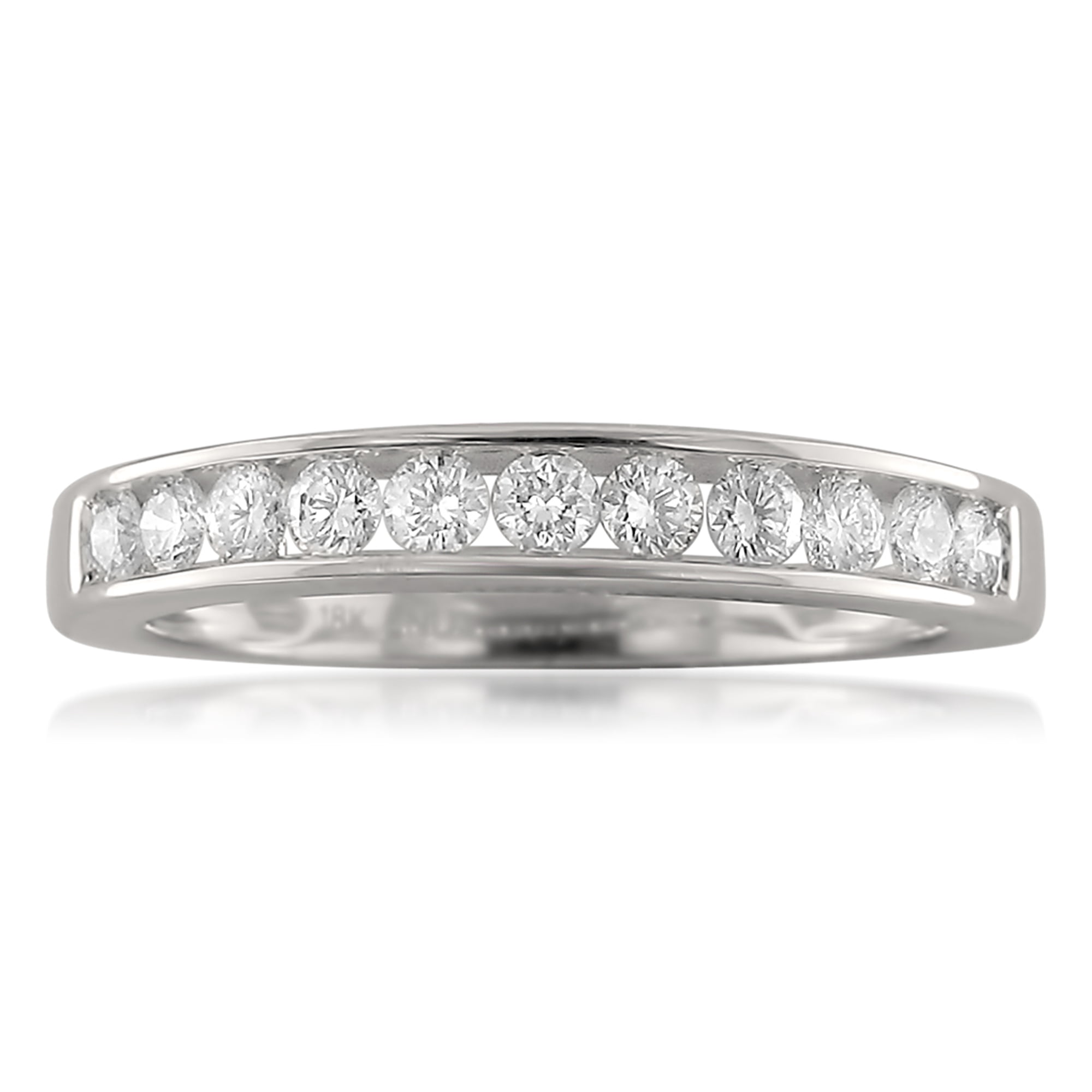 Arista 1/2 Carat T.W. Round Diamond 11 Stone Bridal Wedding Band in 18k White Gold (I-J, VS2-SI1)