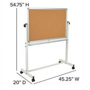 BizChair Reversible Mobile Cork Bulletin Board and White Board with Pen Tray, 45.25"W x 54.75"H