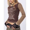 thumbnail image 3 of Women Gothic Crop Tops Striped Long Sleeve Letter Print T-shirt Y2k Aesthetic Clothes 90s Streetwear, 3 of 6