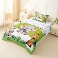 thumbnail image 2 of Castle Fairy Cute Elephant Giraffe Zebra Twin Comforter Sets 2pcs for Boys,Watercolor Tropical Leaf Bedding Set,Green White,Reversible,1 Comforter and 1 Pillowcase, 2 of 6
