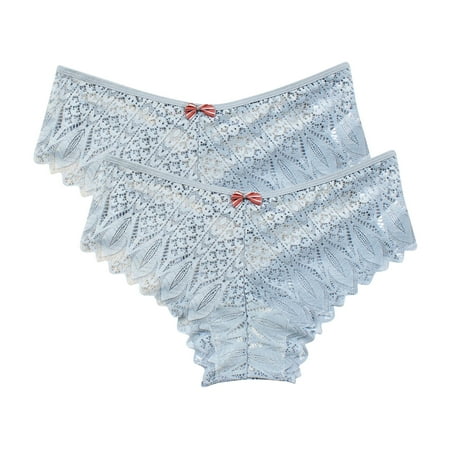 Women s Underwear Seamless 2 Pack Lace Underwear for Women Thongs Panties Ladies Lace Bikini Lightweight Breathable Lace Thong Panties Cotton High Waist Underwear for Women Blue XXL