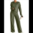 thumbnail image 2 of Conjuntos de Salón para Mujer, Pijamas de 2 Piezas A Juego, Moda de Otoño, Conjuntos de Punto Acanalado, Chándales Casuales de Larga Verde L, 2 of 8