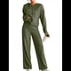 thumbnail image 2 of Conjuntos de Salón para Mujer, Pijamas de 2 Piezas A Juego, Moda de Otoño, Conjuntos de Punto Acanalado, Chándales Casuales de Larga Verde M, 2 of 8
