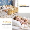 thumbnail image 2 of PORKISS Full Size Bed with Fence for Kids, Solid Wood Full Platform Bed Frame with Slats and Safety Guardrails for Girls Boys, Removable Guardrail, No Box Spring Needed, Natural, 2 of 9