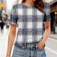 thumbnail image 2 of Ashirexll Hauts d'Été pour Femmes, T-Shirts à Manches Courtes en Dentelle Imprimée Mode Printemps Été Col Rond, 2 of 6