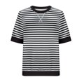 thumbnail image 3 of Oversized Striped T Shirts for Women Loose Fit Color Block Short Sleeve Crew Neck Tshirts Casual Summer Tees (XXL, Black 01), 3 of 6