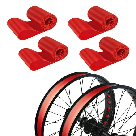 Addmotor 4PCS Rim Strip Tape 26" Fat Tire Liner PVC Inner Tube Cushion Protector Anti Puncture for Bikes, Red