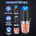 thumbnail image 6 of BN-LINK Gravity Electric Pepper and Salt Grinder Set, 2pack Battery Operated Automatic Pepper Mill Grinder with LED Light, Adjustable Coarseness, One Hand Automatic Operation, for Home Kitchen BBQ, 6 of 9